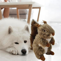 HKM-0095165 Squeaky Plush Squirrel Toy for Dogs and Cats - Interactive Chewing Toy for Aggressive Chewers