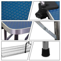 HKM-0095421 36 Inch Folding Pet Grooming Table with Stainless Steel Frame and Adjustable Arm for Dogs and Cats