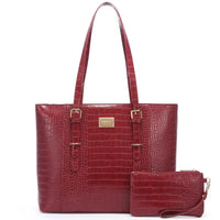 HKM-009555 Elegant 15.6 Inch Laptop Tote Bag for Women - Spacious 2-Piece Handbag Set