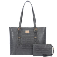 HKM-009555 Elegant 15.6 Inch Laptop Tote Bag for Women - Spacious 2-Piece Handbag Set