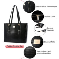 HKM-009555 Elegant 15.6 Inch Laptop Tote Bag for Women - Spacious 2-Piece Handbag Set