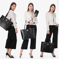 HKM-009555 Elegant 15.6 Inch Laptop Tote Bag for Women - Spacious 2-Piece Handbag Set