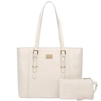 HKM-009555 Elegant 15.6 Inch Laptop Tote Bag for Women - Spacious 2-Piece Handbag Set