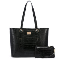 HKM-009555 Elegant 15.6 Inch Laptop Tote Bag for Women - Spacious 2-Piece Handbag Set