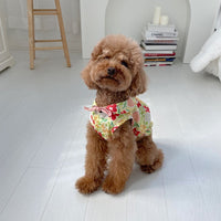 HKM-0095933 Flower Bow Tie Mermaid Skirt for Pets - Yellow & Blue Floral Design, Various Sizes Available