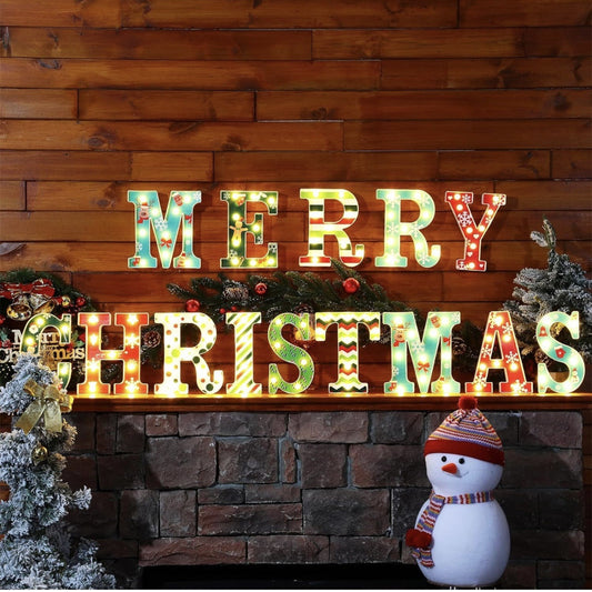 HKM-009619 Colorful LED Merry Christmas Letter Lights for Festive Decoration