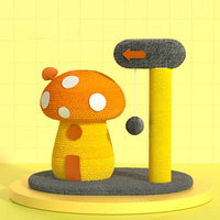 HKM-0096829 Sisal Mushroom House Cat Climbing Frame with Colorful Design, 38x38x28CM