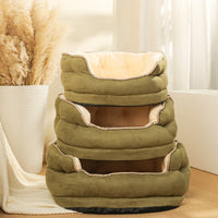 HKM-0097597 Three-Layer Suede Octagonal Dog House - Washable Plush Pet Bed for Small Dogs and Cats in Green, Pink, and Gray