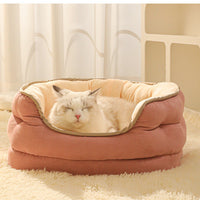 HKM-0097597 Three-Layer Suede Octagonal Dog House - Washable Plush Pet Bed for Small Dogs and Cats in Green, Pink, and Gray