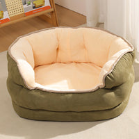 HKM-0097597 Three-Layer Suede Octagonal Dog House - Washable Plush Pet Bed for Small Dogs and Cats in Green, Pink, and Gray
