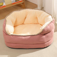 HKM-0097597 Three-Layer Suede Octagonal Dog House - Washable Plush Pet Bed for Small Dogs and Cats in Green, Pink, and Gray