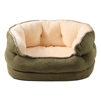 HKM-0097597 Three-Layer Suede Octagonal Dog House - Washable Plush Pet Bed for Small Dogs and Cats in Green, Pink, and Gray