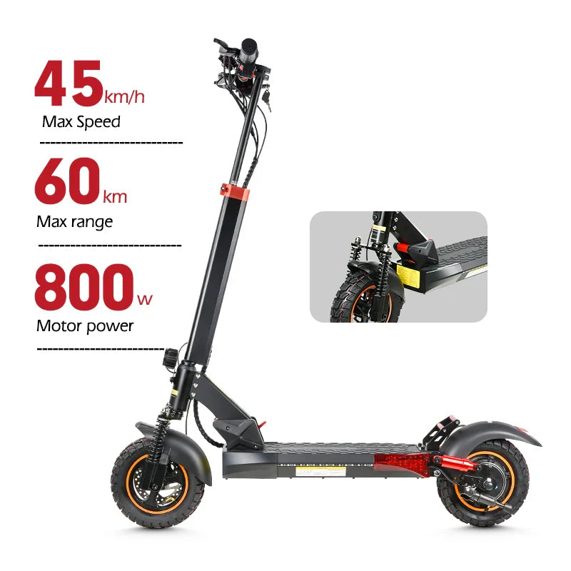 HKM-009875 800W Folding Electric Scooter - Max Speed 45km/h, Range 35-60KM, Full Suspension, Waterproof, Lightweight Aluminum Alloy