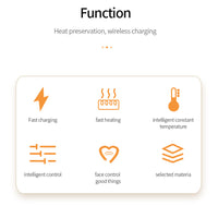 HKM-009875 Wireless Charging Pad with Constant Temperature Heating, 24W USB Power Supply, Black ABS Design
