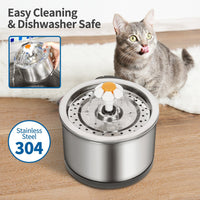 HKM-0099389 Stainless Steel Round Pet Water Dispenser with LED Indicator and Filters