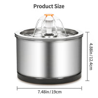 HKM-0099389 Stainless Steel Round Pet Water Dispenser with LED Indicator and Filters