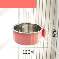 HKM-0099517 Stainless Steel Fixed Hanging Cat Water Bowl with Neck Guard - Available in Various Sizes and Colors