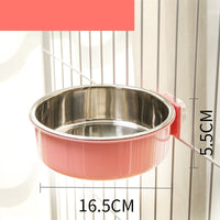 HKM-0099517 Stainless Steel Fixed Hanging Cat Water Bowl with Neck Guard - Available in Various Sizes and Colors