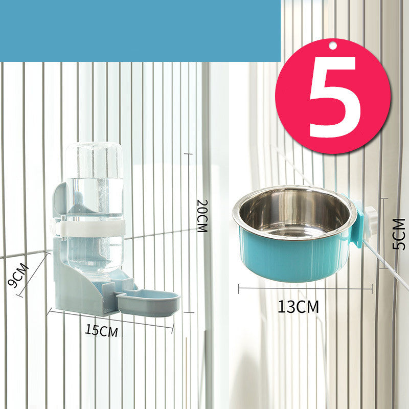 HKM-0099517 Stainless Steel Fixed Hanging Cat Water Bowl with Neck Guard - Available in Various Sizes and Colors