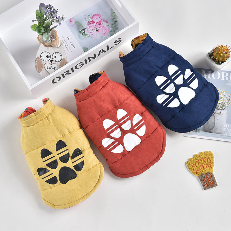 HKM-0099901 Reversible Casual Dog Jacket in Blue, Yellow, and Orange - available in Sizes XS to 8L
