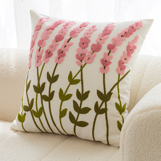 HKM-010067 Flower Embroidery Pillow Cover in Various Colors and Sizes - 45cm Cotton Design