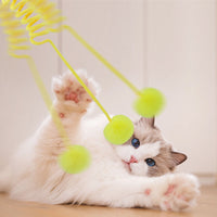 HKM-0100797 Interactive Cat Toy with Suction Cup, Spring Rabbit Fur Ball & Elastic Rope for Self-Entertainment