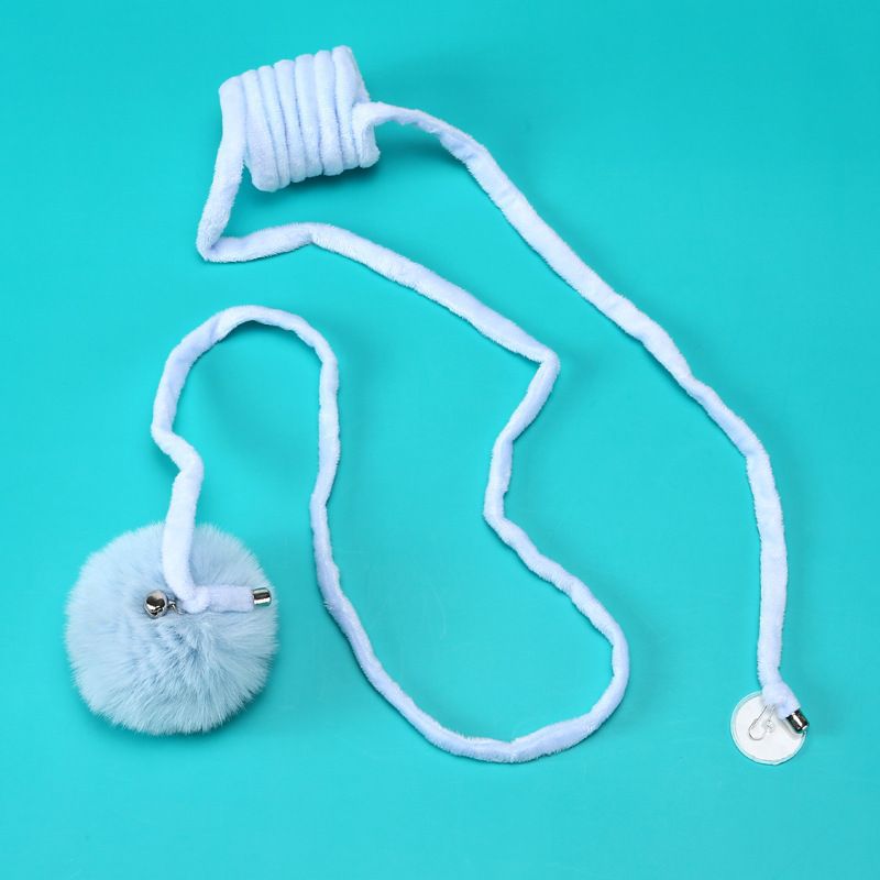 HKM-0100797 Interactive Cat Toy with Suction Cup, Spring Rabbit Fur Ball & Elastic Rope for Self-Entertainment