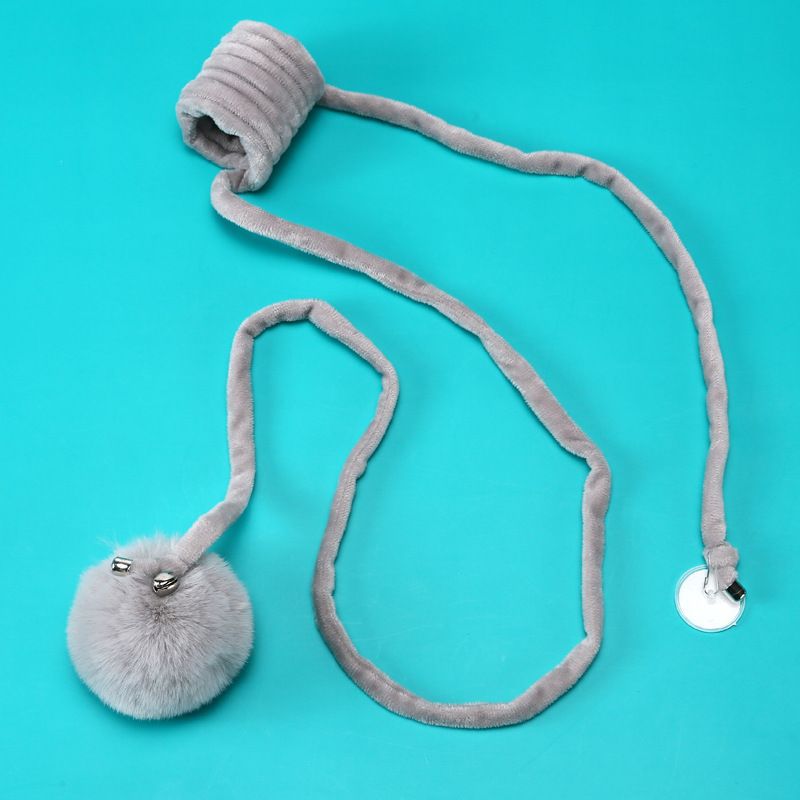 HKM-0100797 Interactive Cat Toy with Suction Cup, Spring Rabbit Fur Ball & Elastic Rope for Self-Entertainment