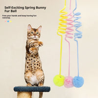HKM-0100797 Interactive Cat Toy with Suction Cup, Spring Rabbit Fur Ball & Elastic Rope for Self-Entertainment