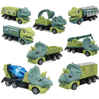 HKM-010259 Dinosaur Friction Engineering Transport Vehicles - Excavator, Crane, Oil Tanker Toys