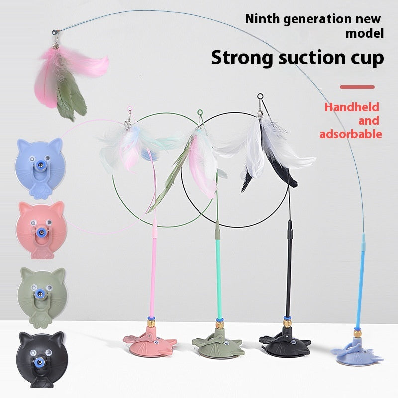 HKM-0104125 Interactive Cat Teaser Toy with Suction Cup and Bell – 5 Fun Colors Available