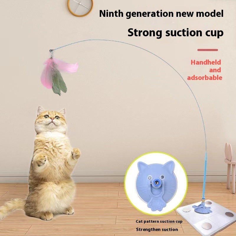 HKM-0104125 Interactive Cat Teaser Toy with Suction Cup and Bell – 5 Fun Colors Available