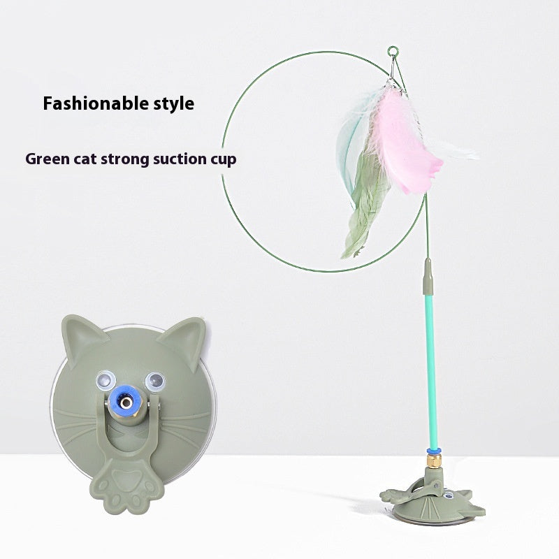 HKM-0104125 Interactive Cat Teaser Toy with Suction Cup and Bell – 5 Fun Colors Available