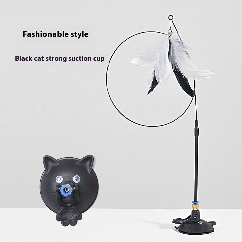HKM-0104125 Interactive Cat Teaser Toy with Suction Cup and Bell – 5 Fun Colors Available