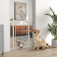 HKM-0104765 Extra Wide 30"-41" Adjustable Walk-Through Pet Gate with Cat Door and Extension Kits, 42" High