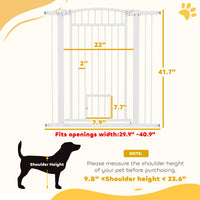 HKM-0104765 Extra Wide 30"-41" Adjustable Walk-Through Pet Gate with Cat Door and Extension Kits, 42" High