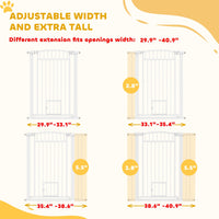 HKM-0104765 Extra Wide 30"-41" Adjustable Walk-Through Pet Gate with Cat Door and Extension Kits, 42" High