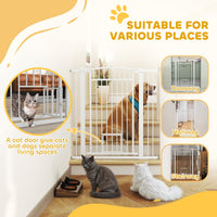 HKM-0104765 Extra Wide 30"-41" Adjustable Walk-Through Pet Gate with Cat Door and Extension Kits, 42" High