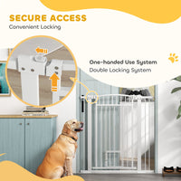 HKM-0104765 Extra Wide 30"-41" Adjustable Walk-Through Pet Gate with Cat Door and Extension Kits, 42" High