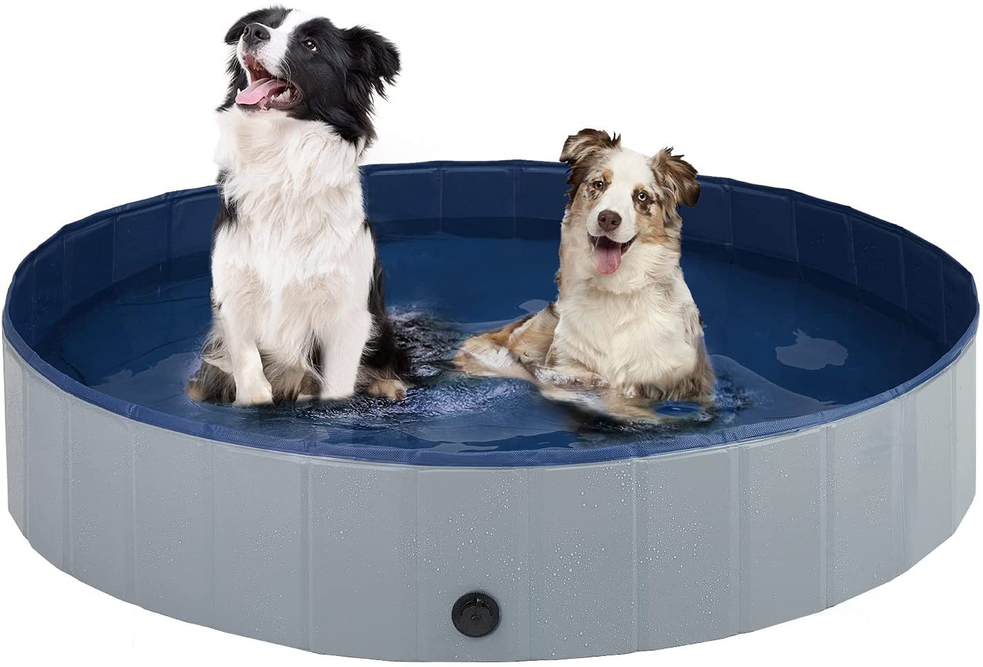 HKM-0106557 Foldable Pet Pool for Dogs and Cats, Non-Slip PVC Paddling Pool with Zipper Bag, 120cm/160cm Options