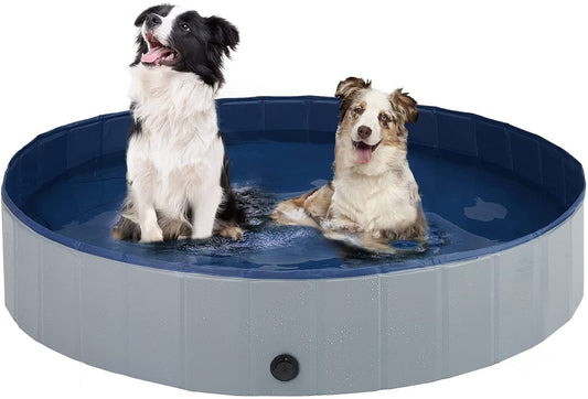 HKM-0106557 Foldable Pet Pool for Dogs and Cats, Non-Slip PVC Paddling Pool with Zipper Bag, 120cm/160cm Options