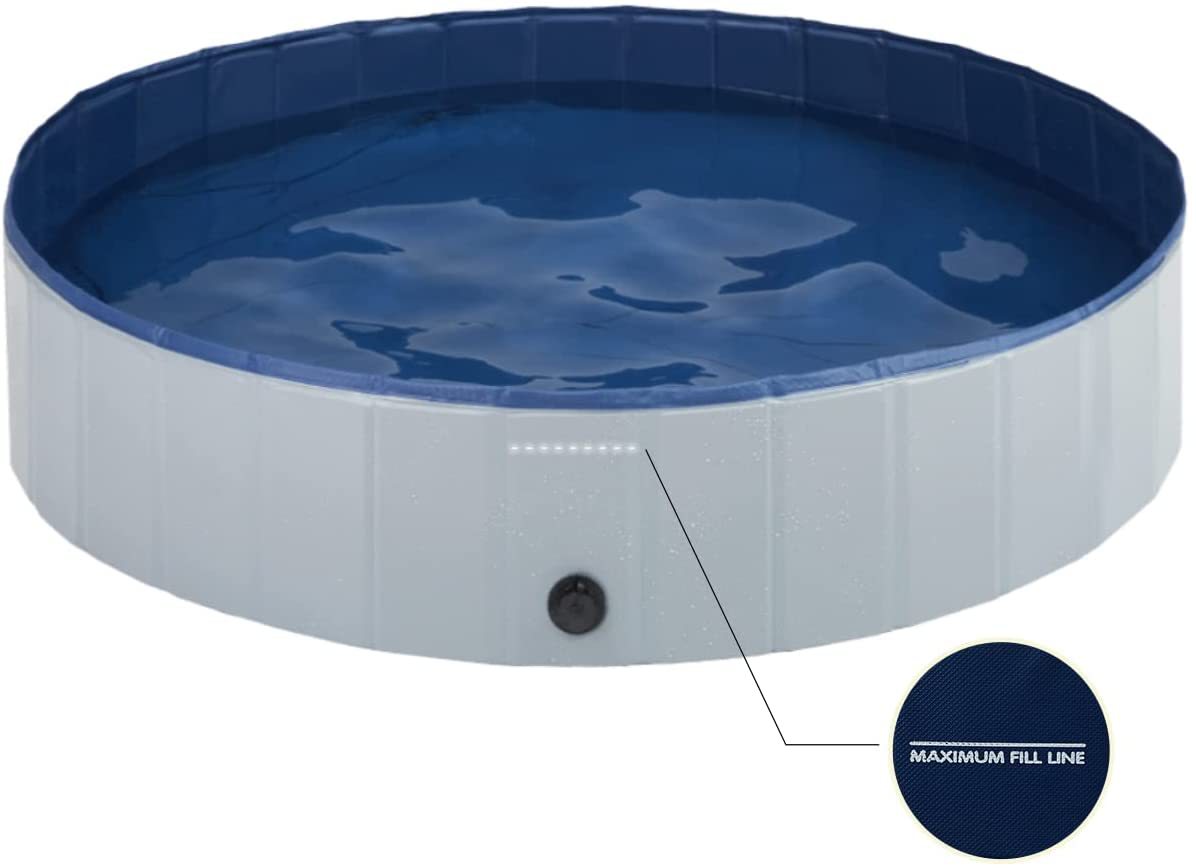 HKM-0106557 Foldable Pet Pool for Dogs and Cats, Non-Slip PVC Paddling Pool with Zipper Bag, 120cm/160cm Options
