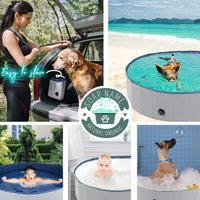 HKM-0106557 Foldable Pet Pool for Dogs and Cats, Non-Slip PVC Paddling Pool with Zipper Bag, 120cm/160cm Options