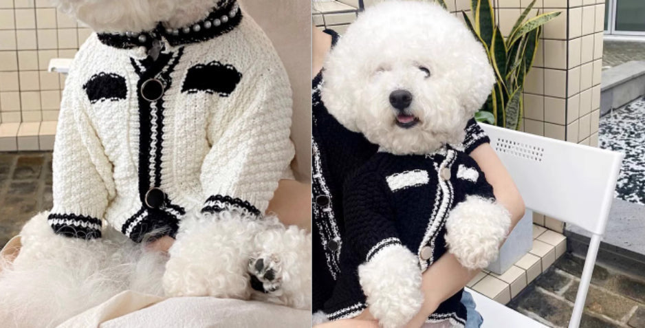 HKM-0107069 Striped Knitted Dog Cardigan Sweater in Various Colors and Patterns