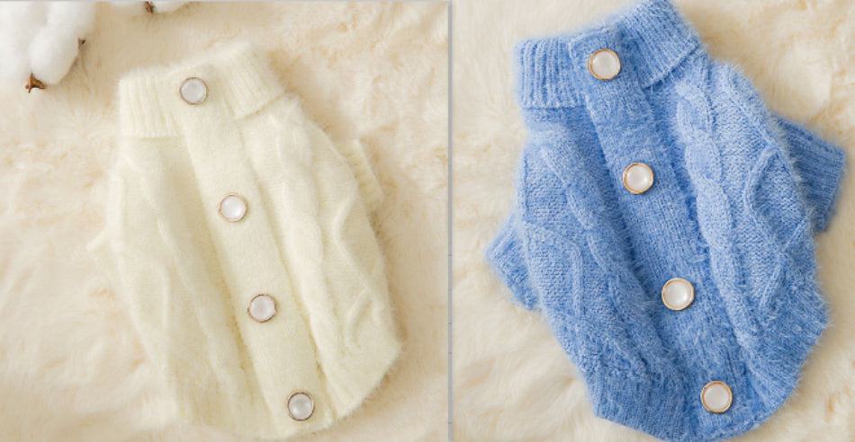 HKM-0107069 Striped Knitted Dog Cardigan Sweater in Various Colors and Patterns