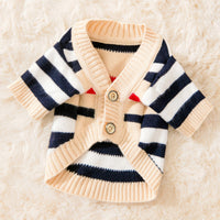 HKM-0107069 Striped Knitted Dog Cardigan Sweater in Various Colors and Patterns