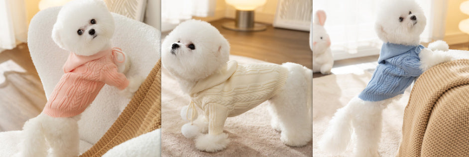 HKM-0107069 Striped Knitted Dog Cardigan Sweater in Various Colors and Patterns