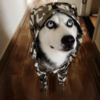 HKM-0107453 Four-Legged Dog Raincoat with Fluorescent Strips - Camouflage, Sizes 3XL to 7XL
