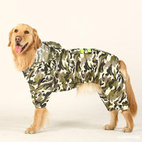 HKM-0107453 Four-Legged Dog Raincoat with Fluorescent Strips - Camouflage, Sizes 3XL to 7XL