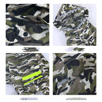 HKM-0107453 Four-Legged Dog Raincoat with Fluorescent Strips - Camouflage, Sizes 3XL to 7XL